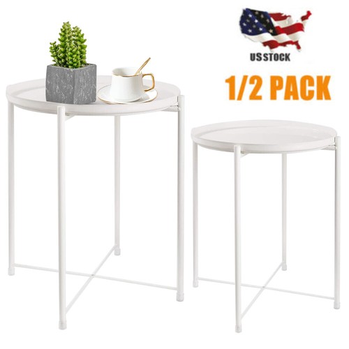 2pack metal tray table round - tray,